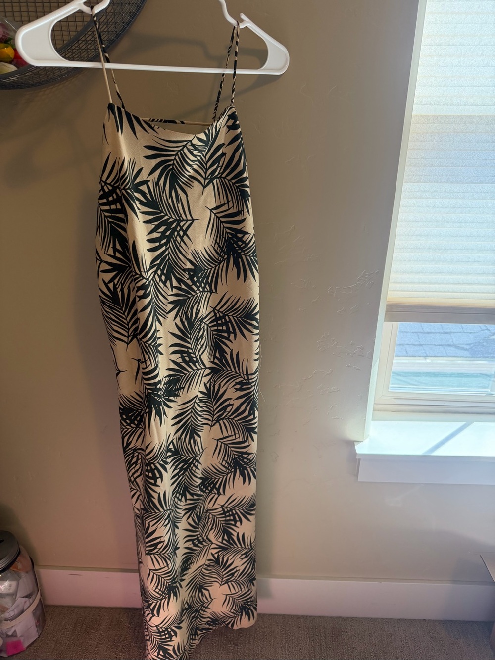 Tropical Slip Maxi Dress in Cream and Black